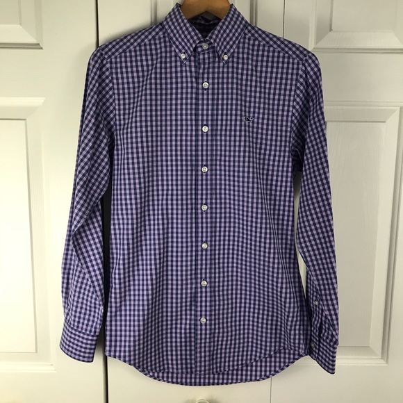 Vineyard Vines Slim Fit Whale Shirt Gingham Blue - Picture 2 of 6